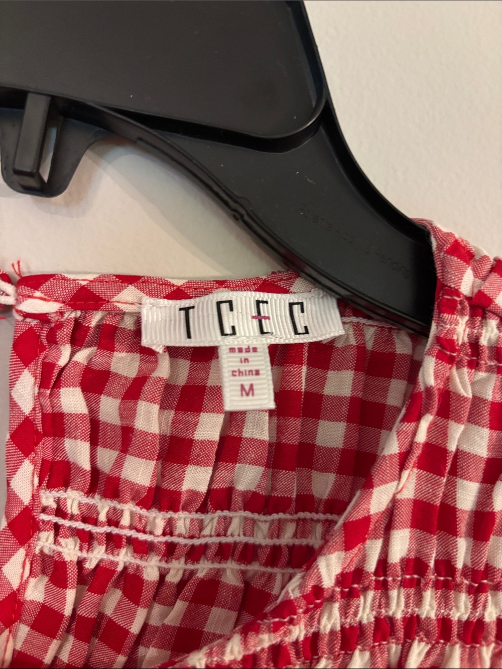 TCEC Red and White Gingham Smocked Waist Dress - Picture 2 of 3
